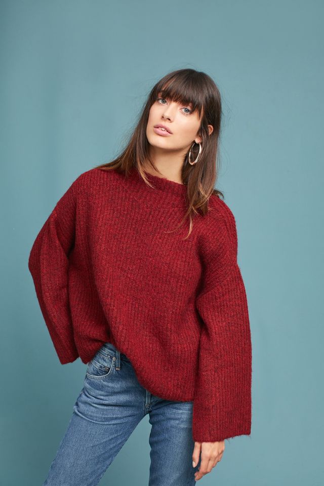 Ribbed Mock Neck Pullover | Anthropologie