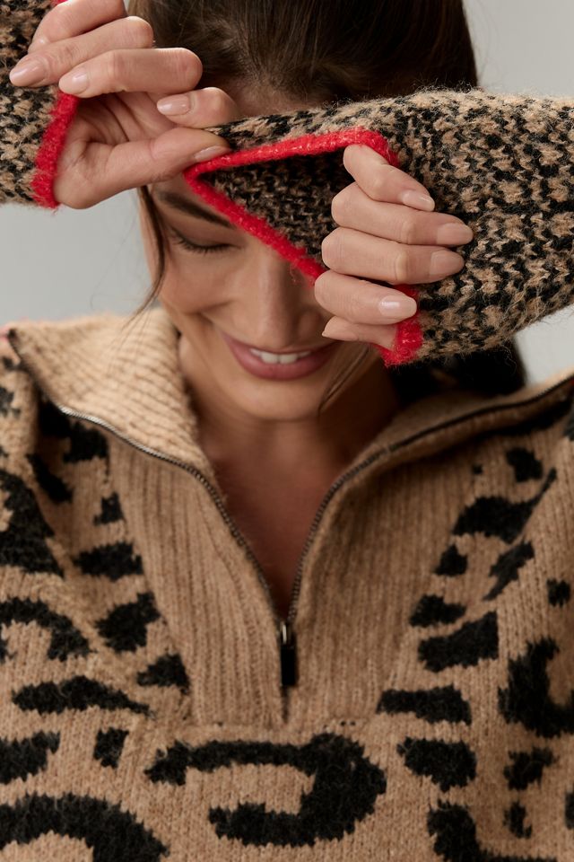 John + Jenn Printed Quarter-Zip Sweater #1