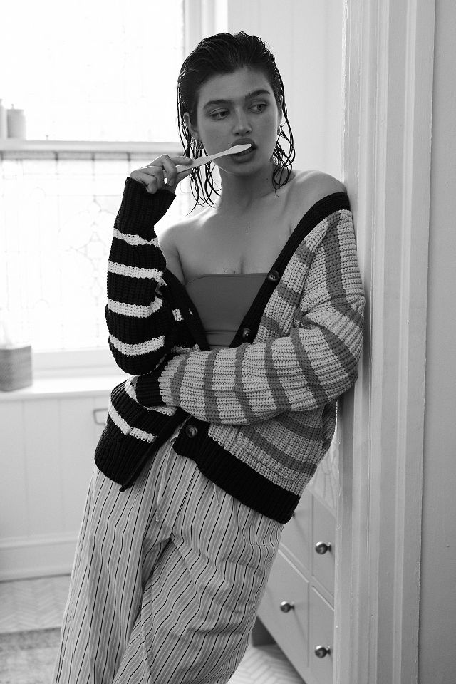 John + Jenn Contrast Striped Cardigan Sweater #4