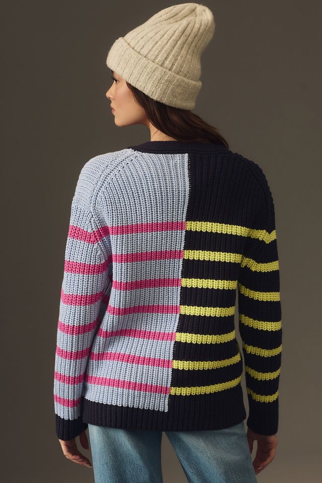 John + Jenn Contrast Striped Cardigan Sweater