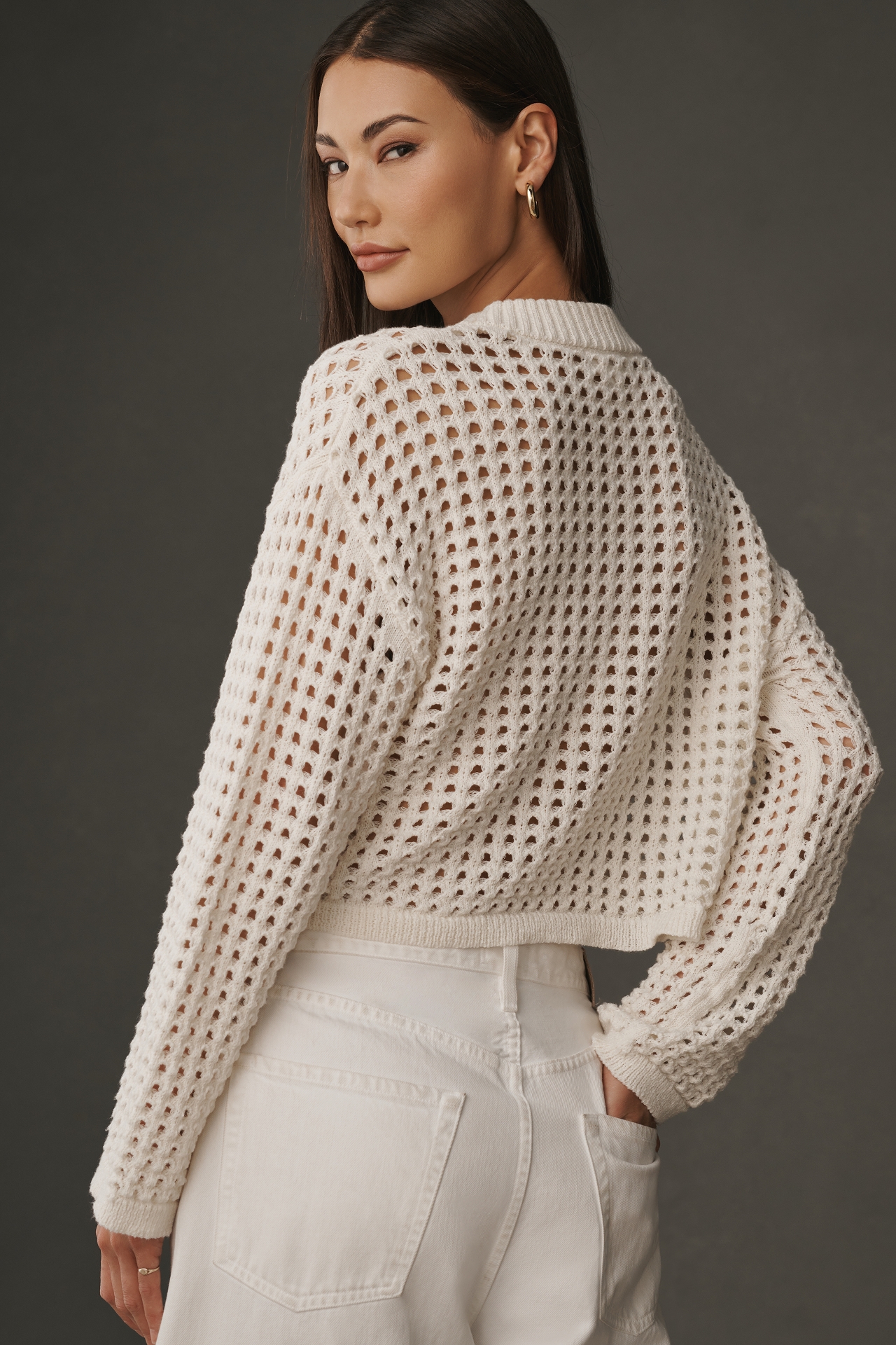 Line & Dot Open-Stitch Sweater