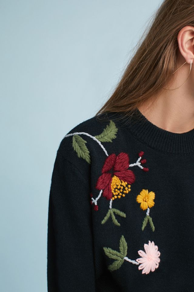 Embroidered Floral Pullover #1