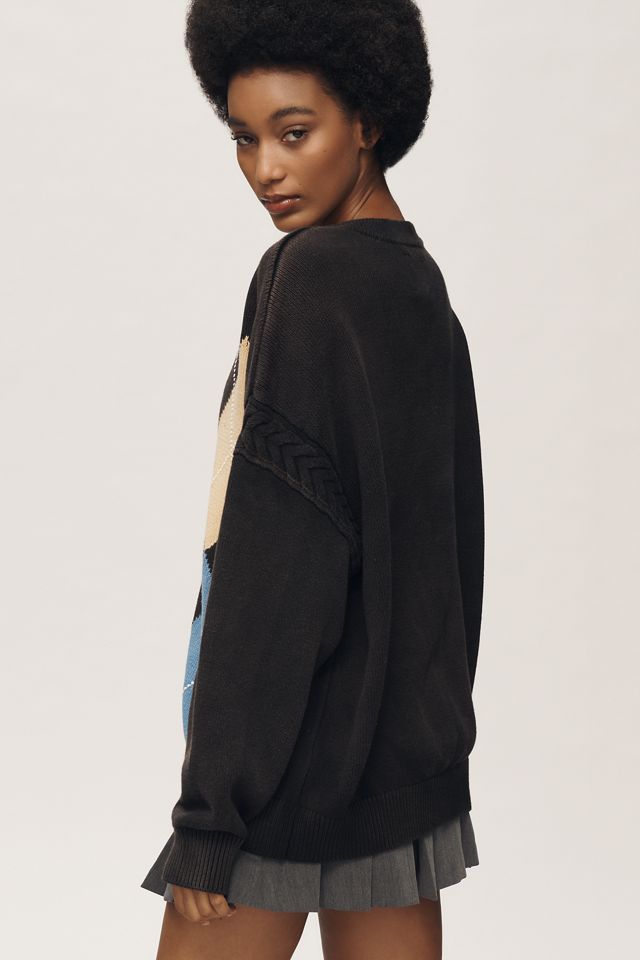 FOUND Oversized Argyle Cardigan Sweater #2