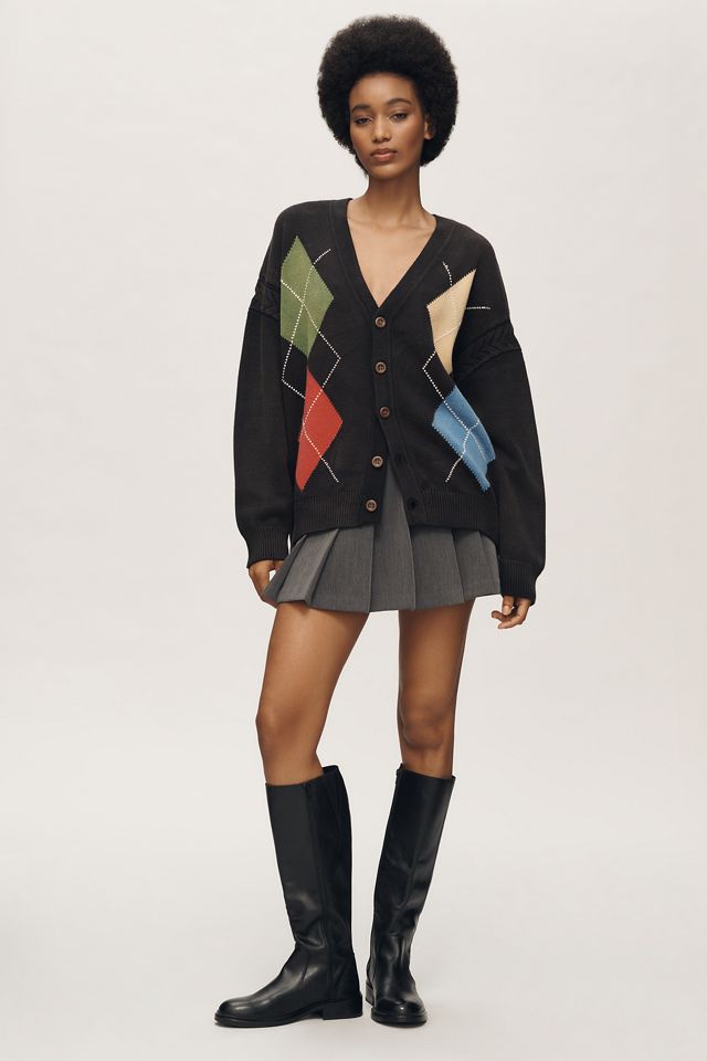 FOUND Oversized Argyle Cardigan Sweater #3