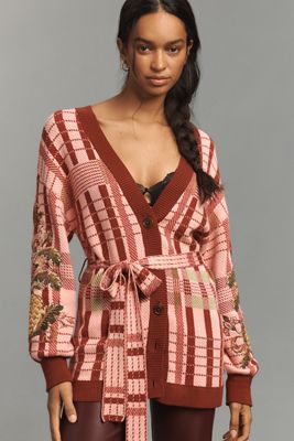 Barbour x Farm Rio Luisa Embroidered Tie-Waist Cardigan Sweater