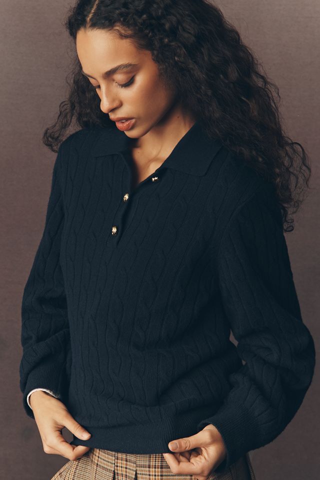 Barbour Evie Collared Cable-Knit Sweater #3