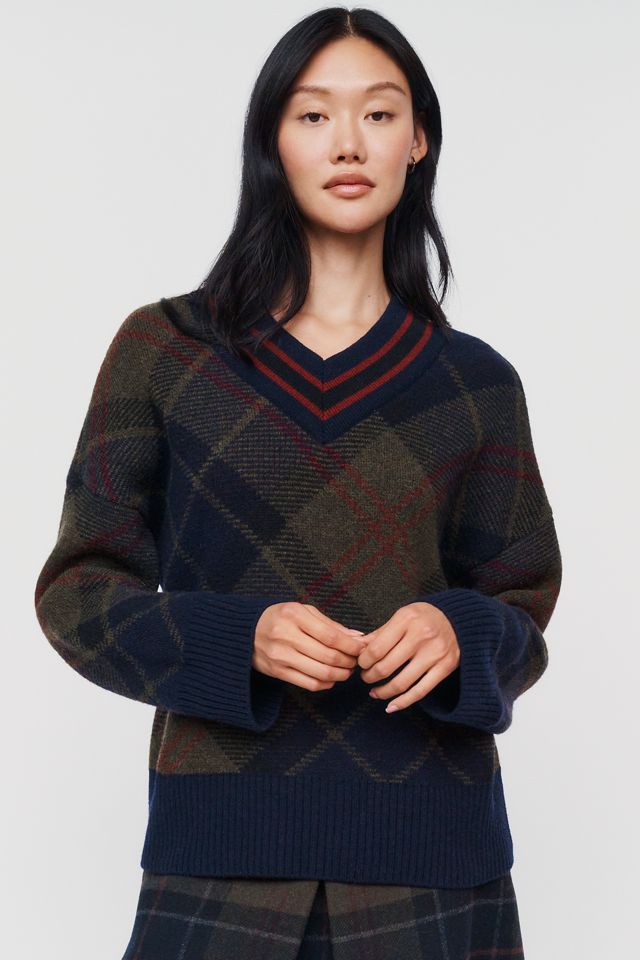 Barbour Shae Tartan V Neck Sweater #2