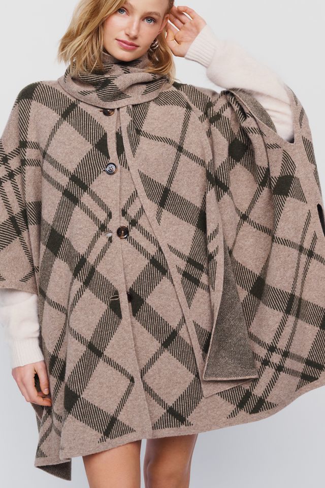 Barbour Vienna Tartan Wool-Blend Cape with Scarf #1