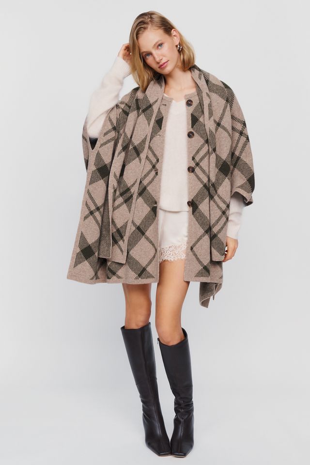 Barbour Vienna Tartan Wool-Blend Cape with Scarf #4