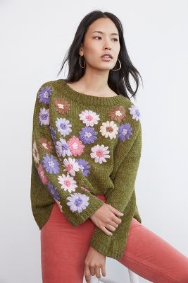 Daisy Embroidered Sweater | Anthropologie