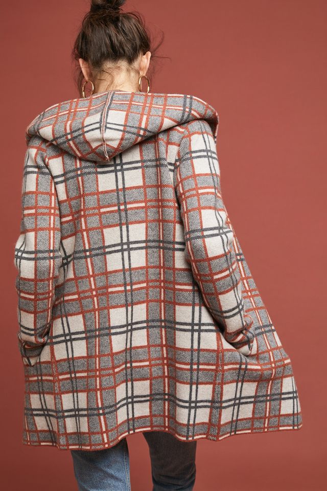 Anthropologie plaid shop sweater coat