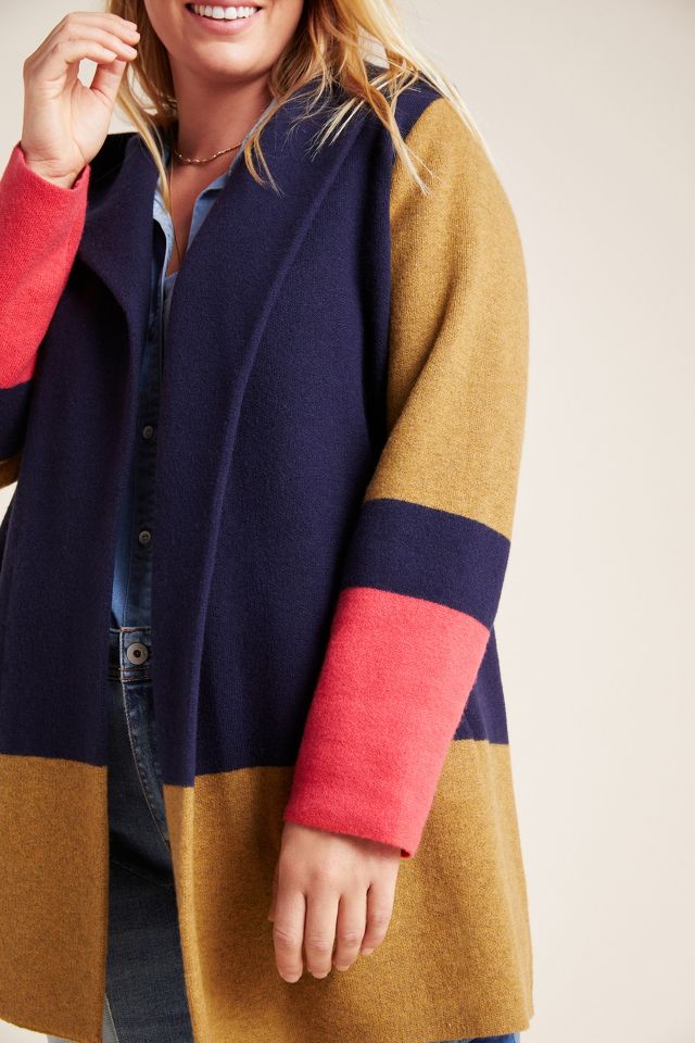 Valerie colorblocked wool store sweater coat