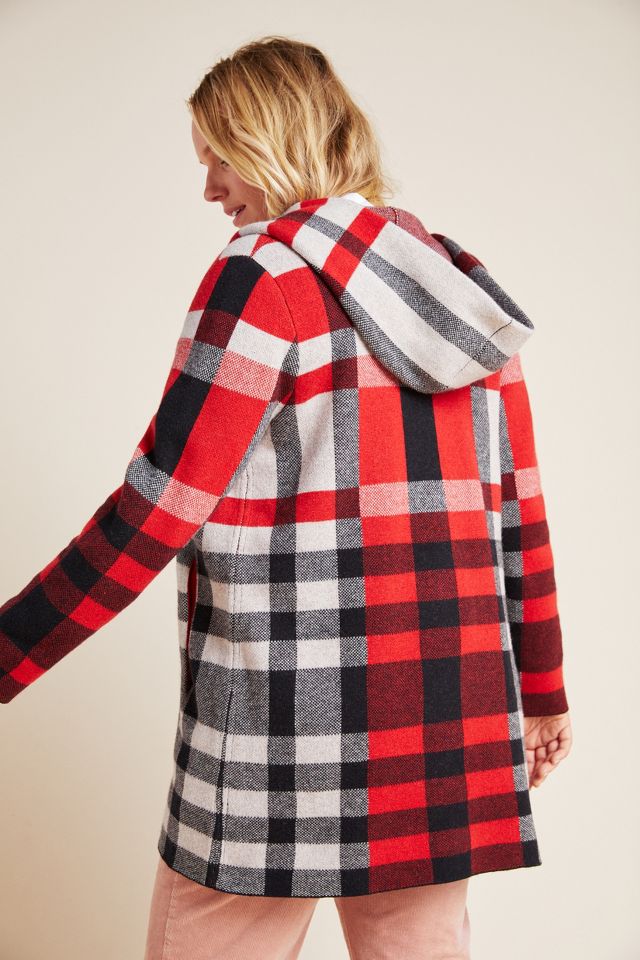 Field flower plaid sweater coat best sale