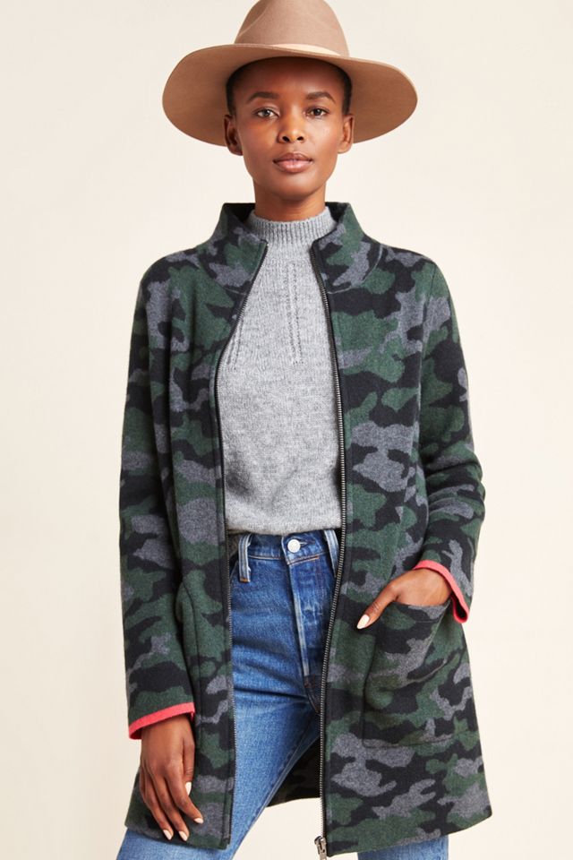 Camo Wool Sweater Coat #4