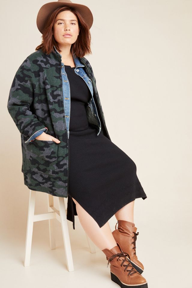 Camo Wool Sweater Coat #5