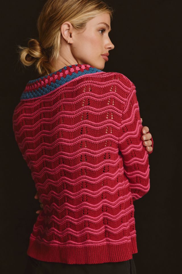 4SI3NNA Crotchet Cropped Sweater Cardigan #1