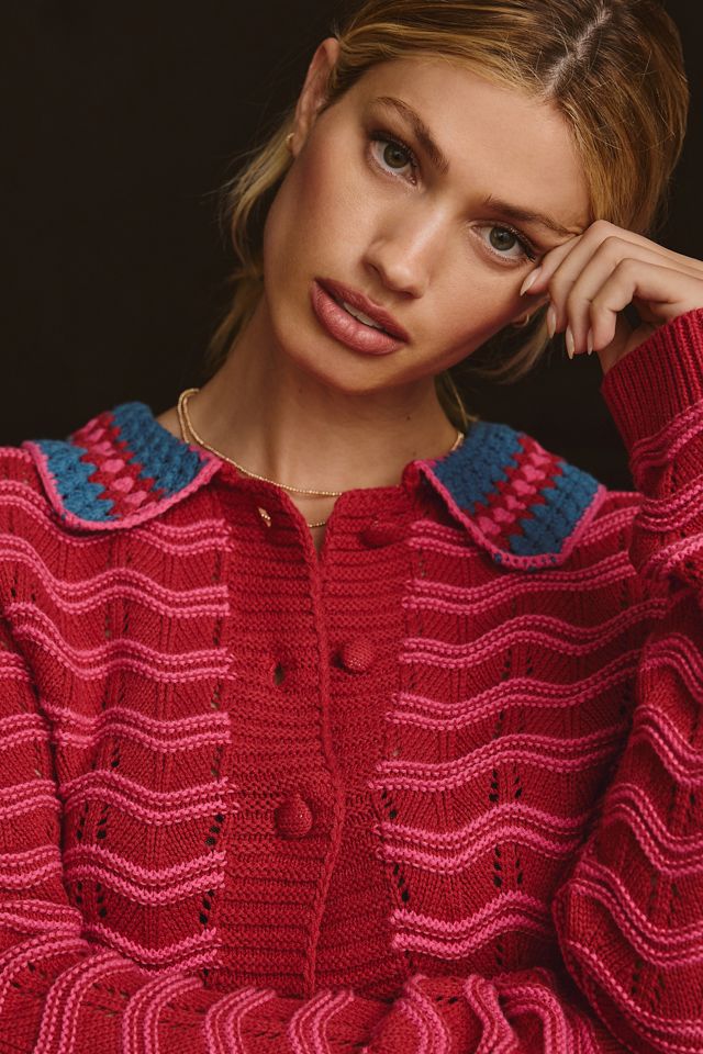 4SI3NNA Crotchet Cropped Sweater Cardigan #2