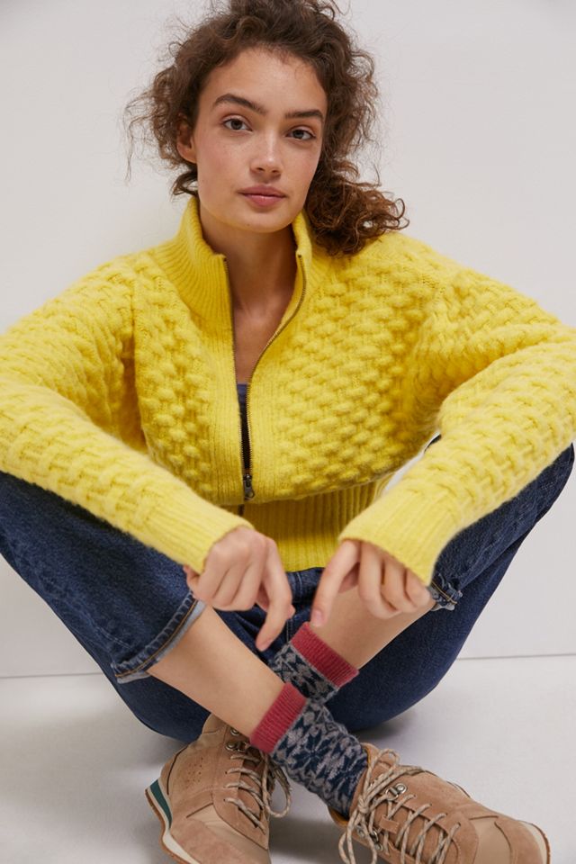 Maeve Buttercup Textured Knit Jacket