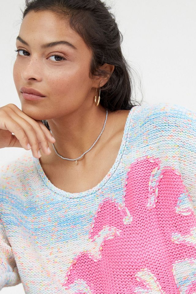 Palm Tree Boat-Neck Sweater #7