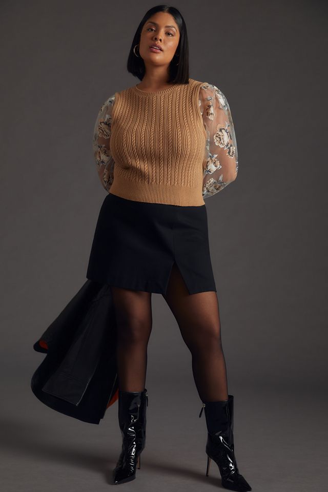 Maeve Contrast-Sleeve Sweater #6