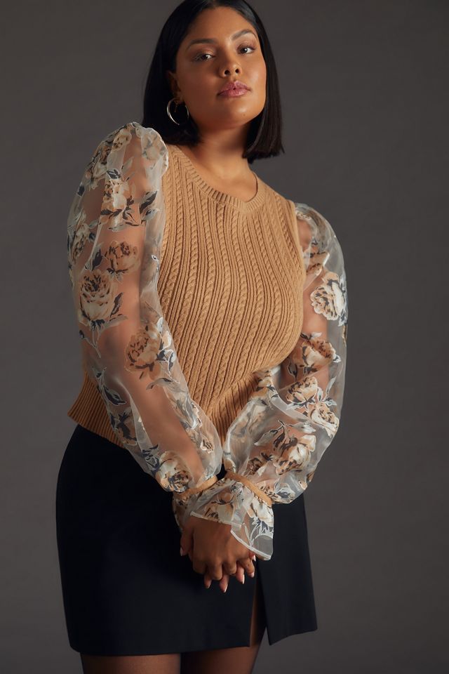 Maeve Contrast-Sleeve Sweater #4