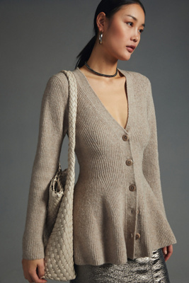 Maeve Hourglass Cardigan Sweater In Beige