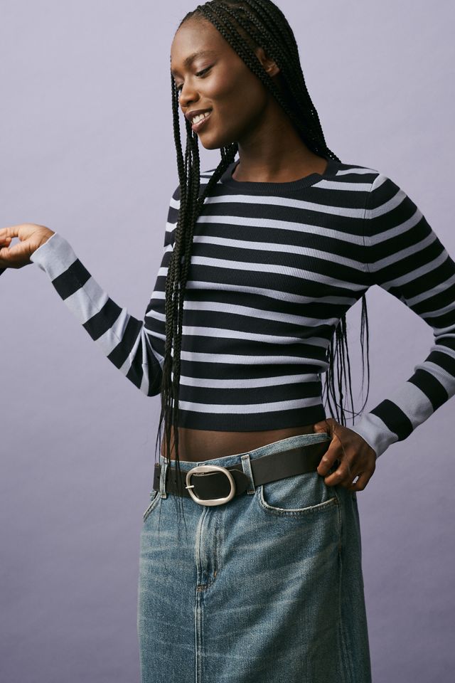 Maeve Long-Sleeve Shrunken Crewneck Sweater #2