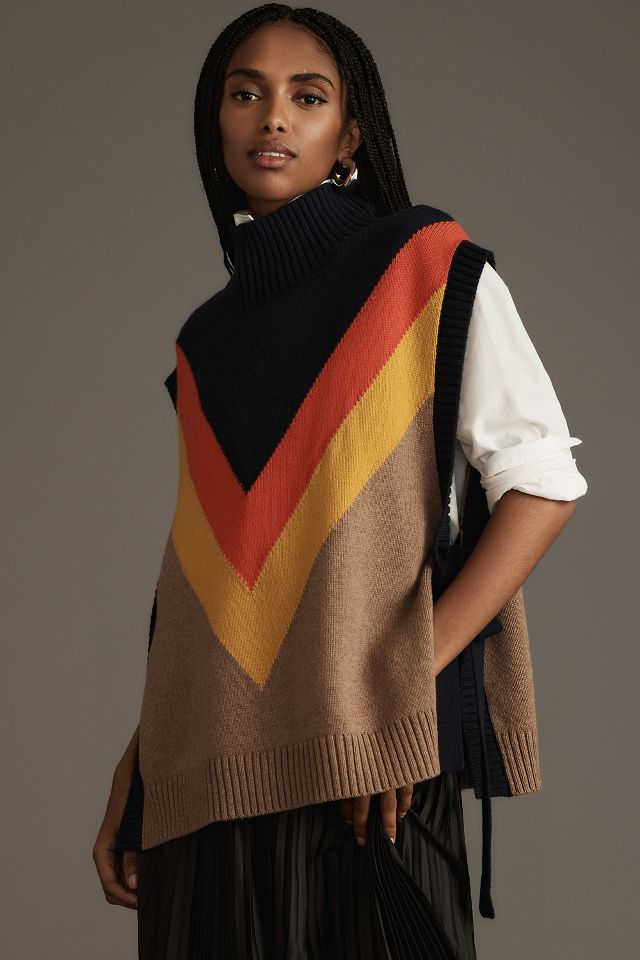 Maeve Varsity Stripe Poncho Sweater Vest | Anthropologie