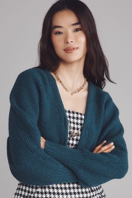 By Anthropologie Rhea Hardware Crop Cardigan Sweater In Blue