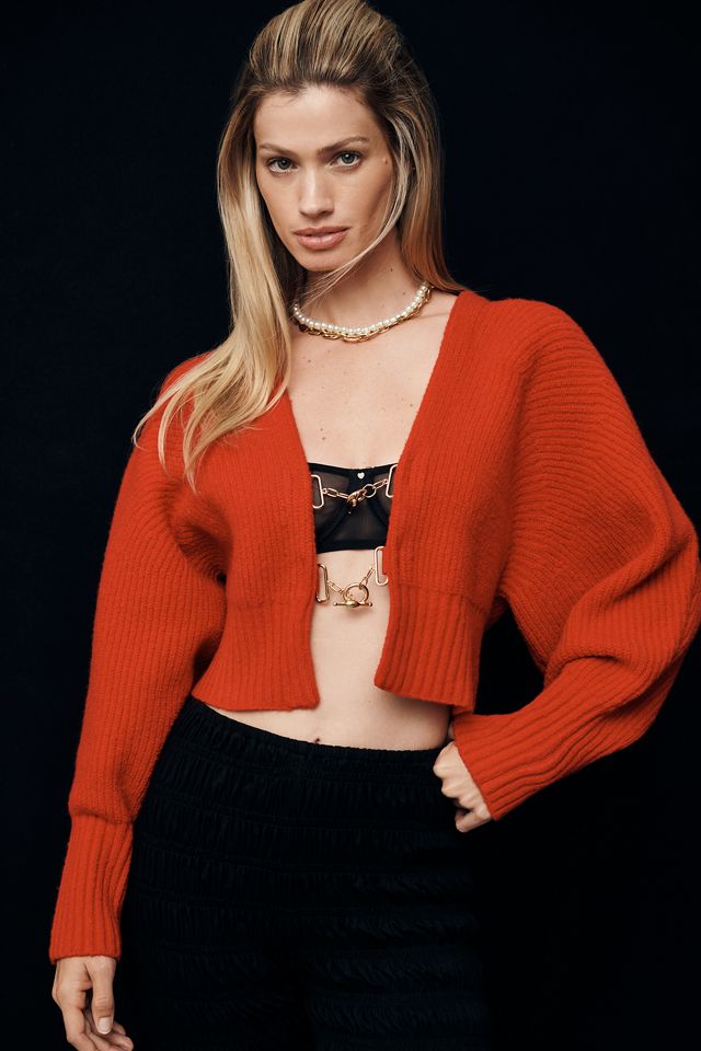 By Anthropologie Rhea Bow-Front Crop Cardigan Sweater