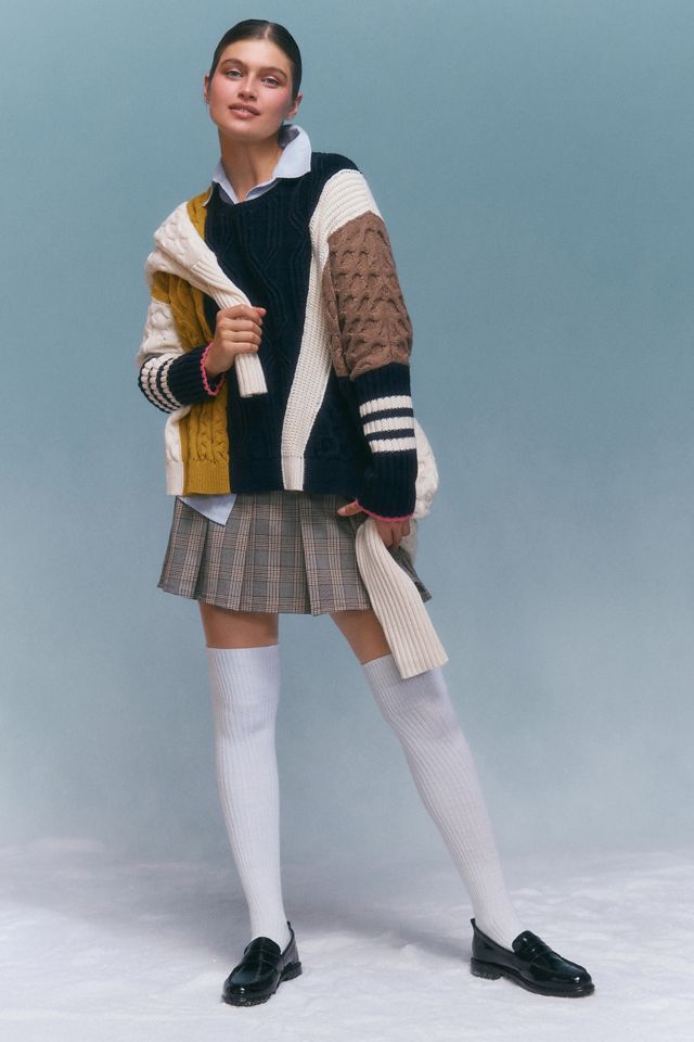Maeve Colorblock Cable Sweater #3