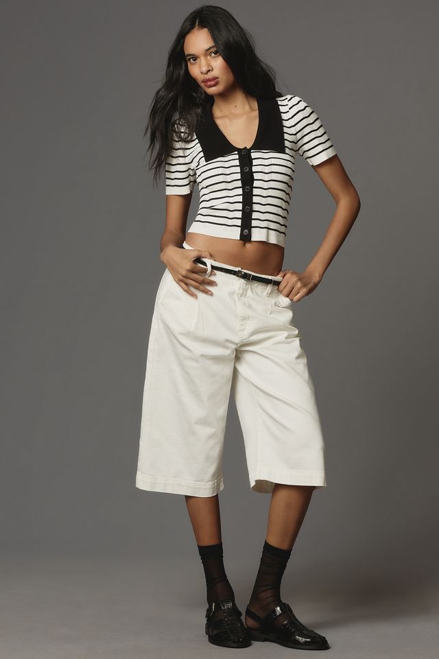 Maeve Short-Sleeve Collared Slim Cardigan Sweater #3