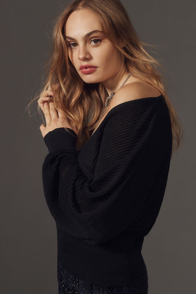 By Anthropologie Sheer V-Neck Batwing Sweater #2