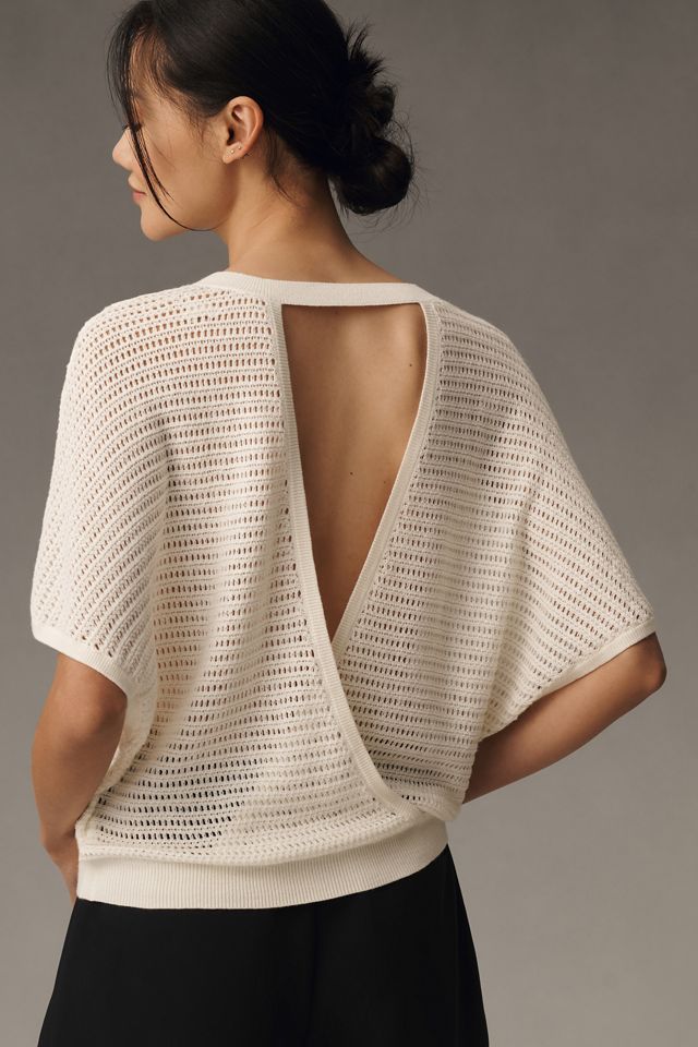 Pilcro Short-Sleeve Open-Stitch Dolman Sweater #1