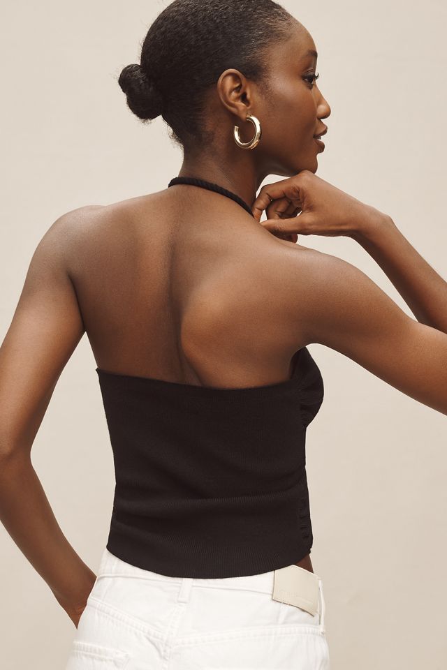 By Anthropologie Drawcord Halter Sweater Tank #1