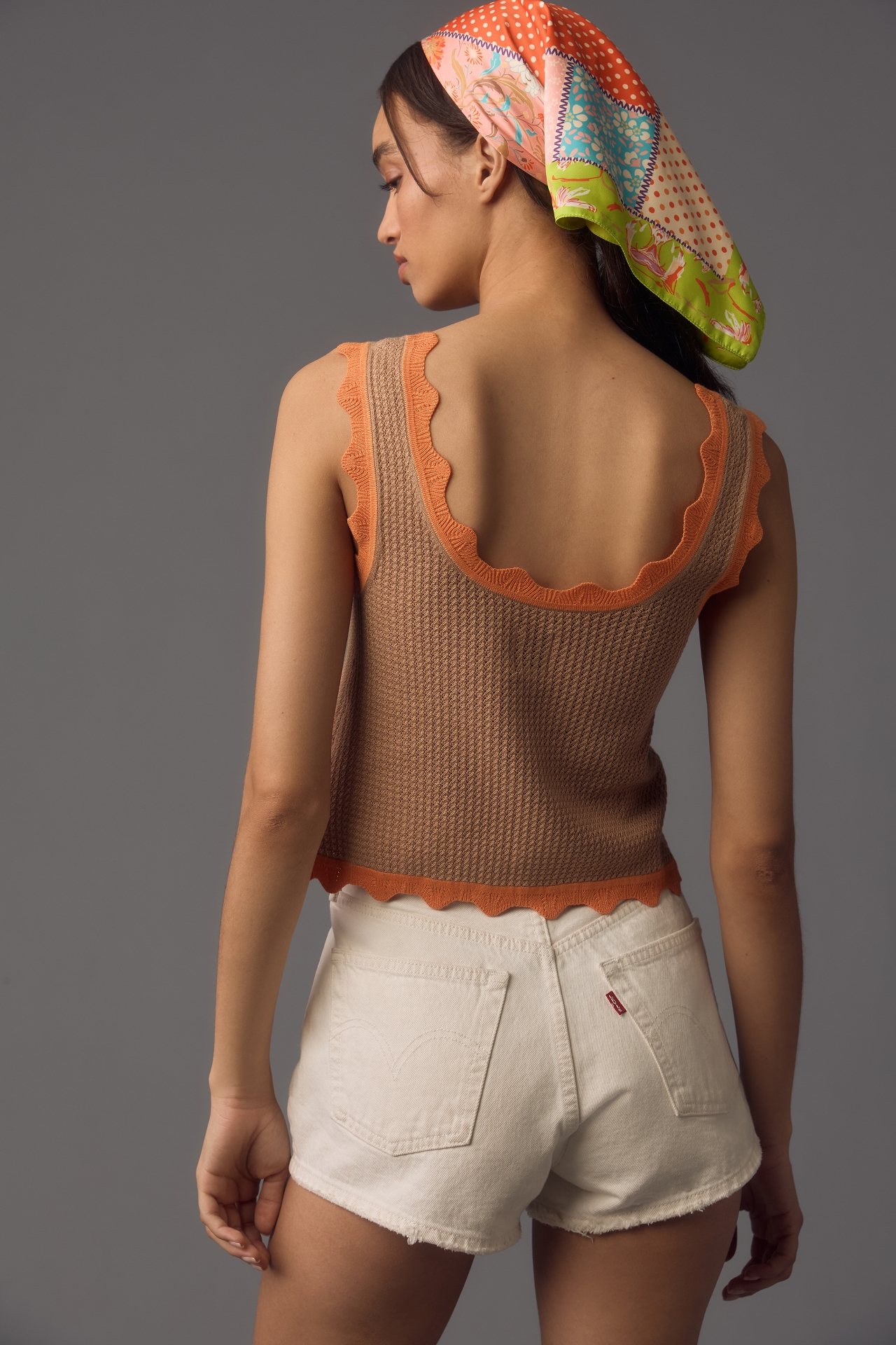 Maeve Cropped Scallop Sweater Tank