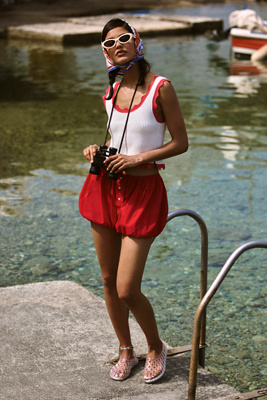 Maeve Cropped Scallop Sweater Tank In White