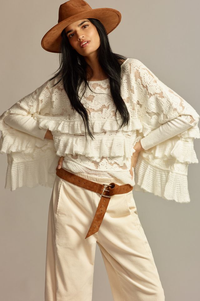 By Anthropologie Oversized Ruffle Sweater #3