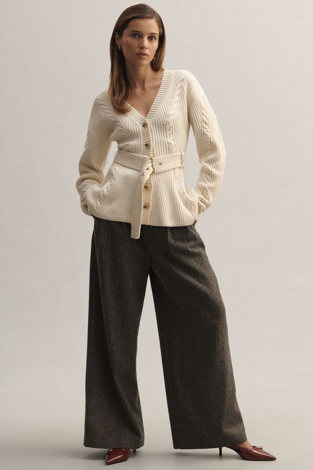 Maeve Belted Cable Cardigan Sweater #2