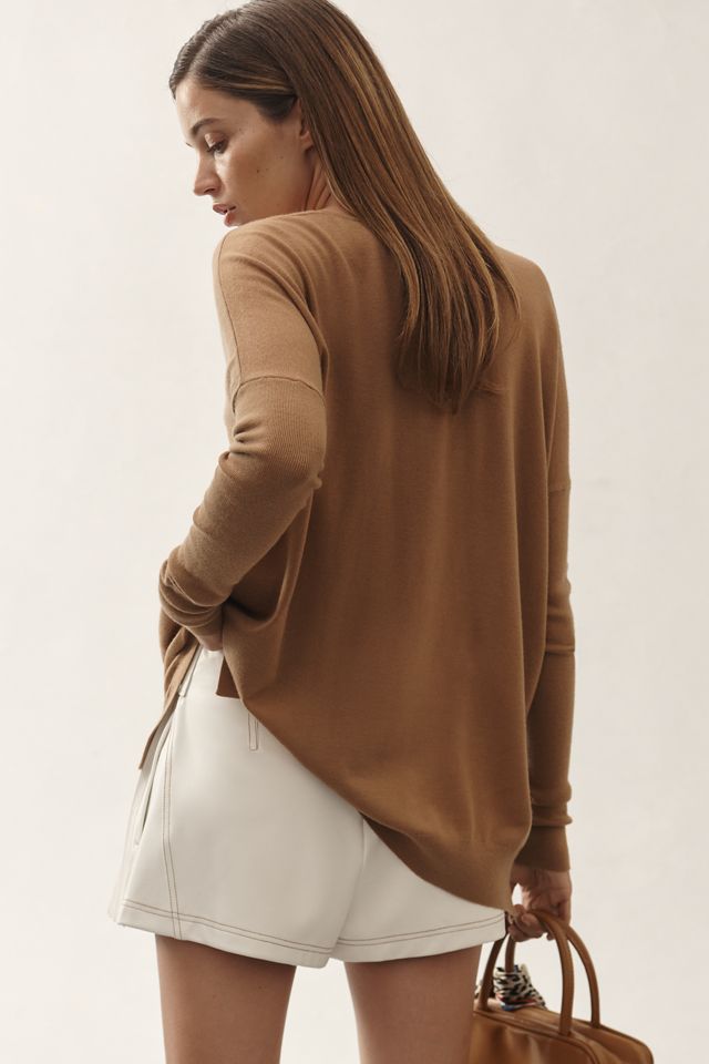 Maeve Deep-V Merino Pullover Sweater #1