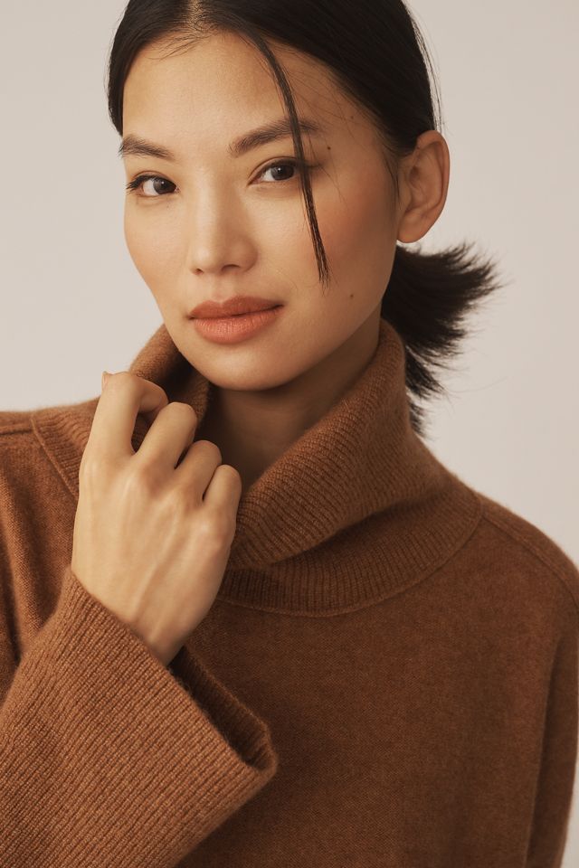 Maglione Dolcevita Pilcro in Cashmere con Maniche Larghe Arricciate #3