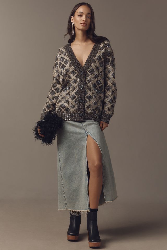 Maeve Sparkle V-Neck Cardigan Sweater #3
