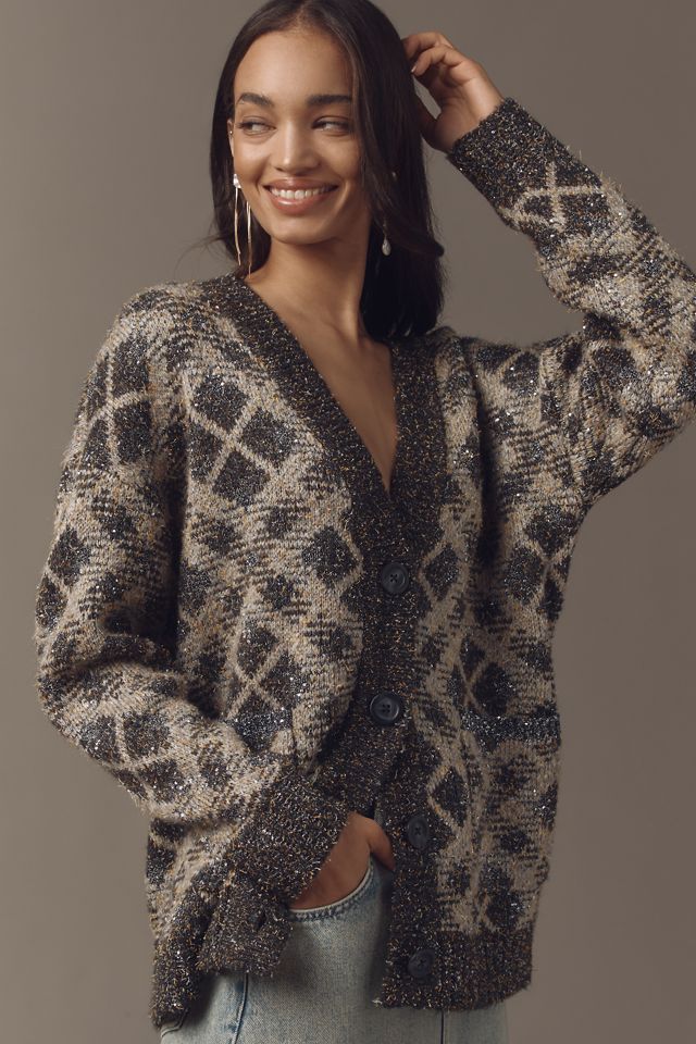 Maeve Sparkle V-Neck Cardigan Sweater #1