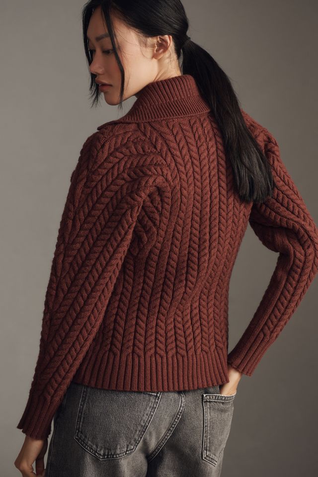 Maeve Hourglass Two-Way Zipper Ribbed Collared Sweater #1