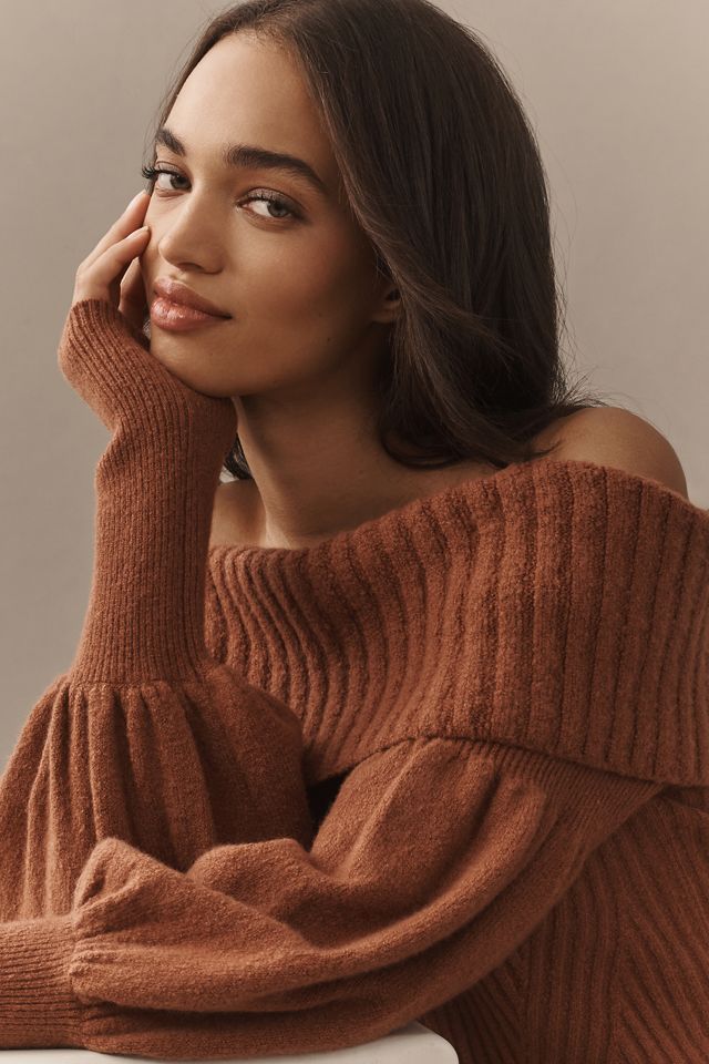 The Tessa Off-The-Shoulder Puff-Sleeve Sweater #1