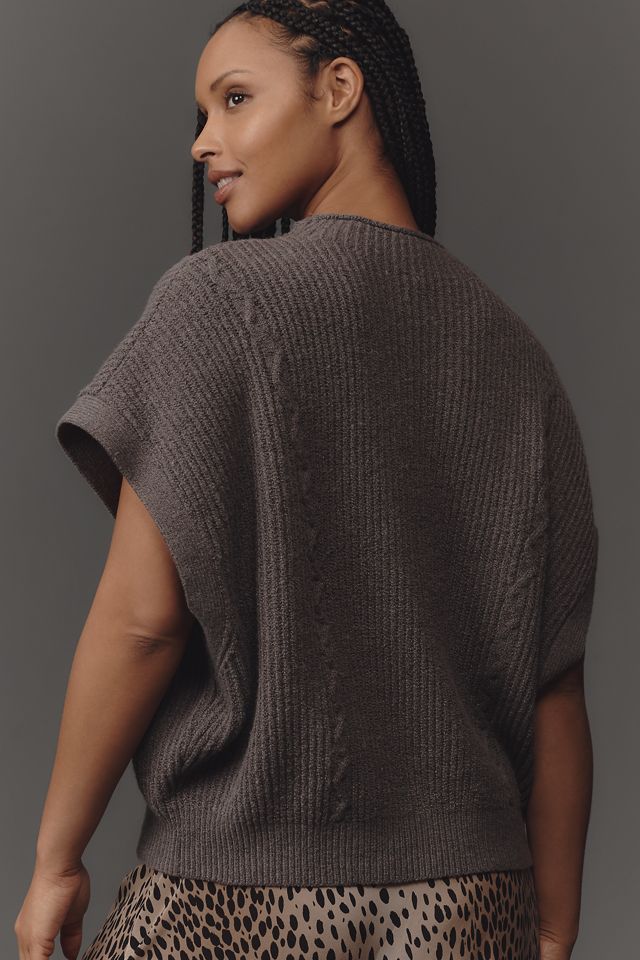 By Anthropologie Mock-Neck Short-Sleeve Ribbed Sweater Vest #5