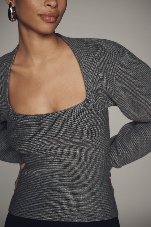 Maeve Square-Neck Wide-Sleeve Sweater #3