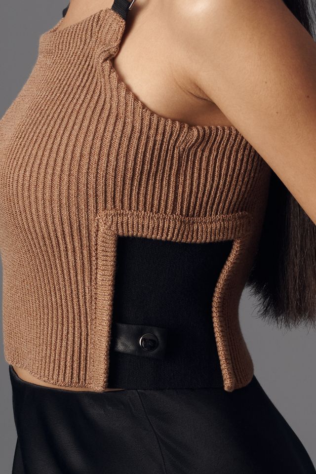 By Anthropologie Ribbed Sweater Utility Tank Top #3