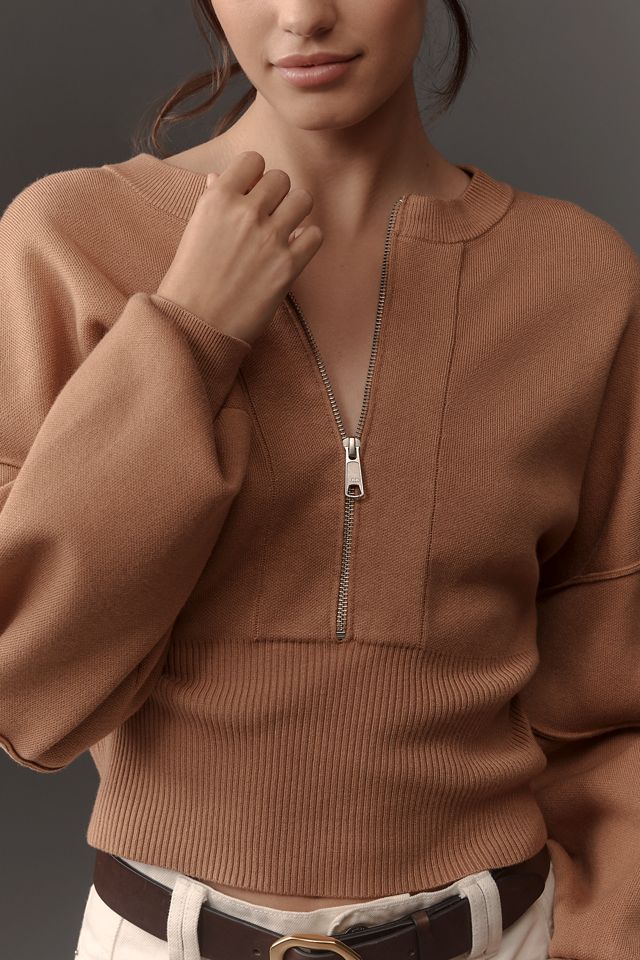 By Anthropologie Half-Zip Wide-Sleeve Sweater #2