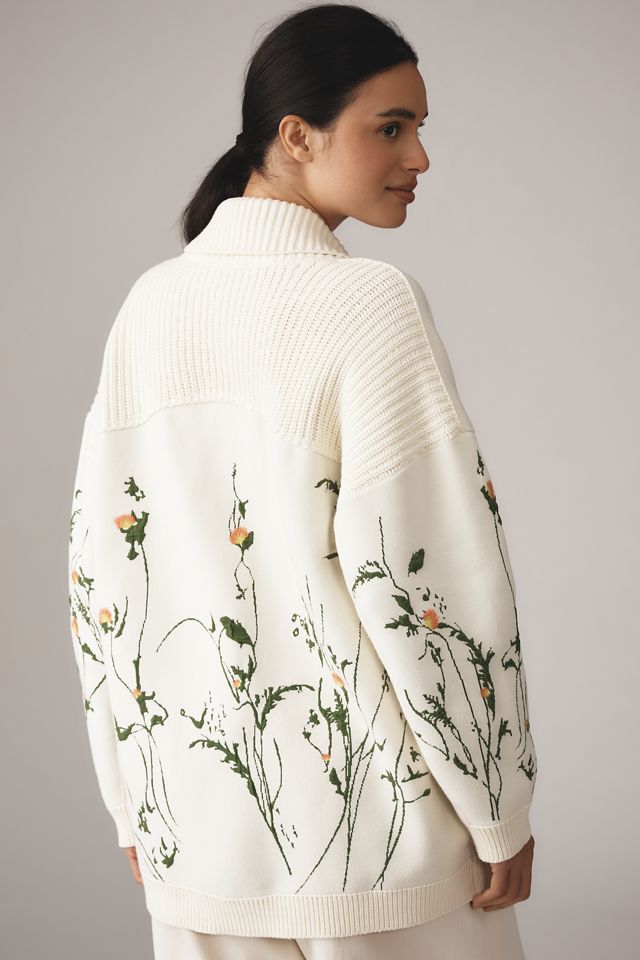 By Anthropologie Floral Open-Front Cardigan Sweater #1